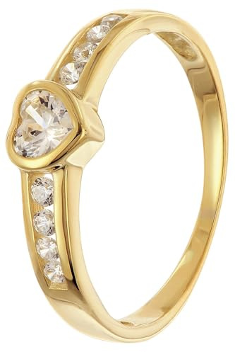 trendor Damenring Herz Zirkonias Gold 333/8K 68406 | wunderschönes Schmuckstück für Frauen, edle Geschenkidee und tolles Accessoire,