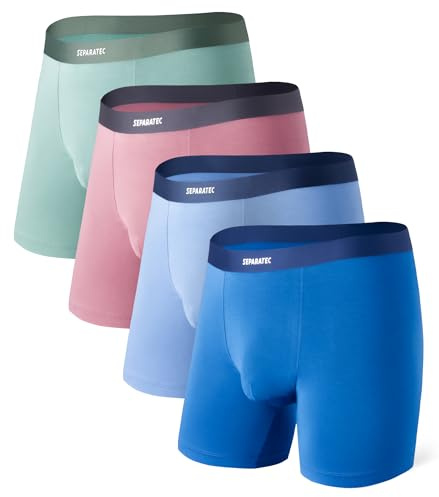 Separatec Boxershorts av bambu för herrar, rayon-kalsonger, mjuka, ventilerande och stretchiga retroshorts för män, med dubbel ficka, utan skavande etikett, M