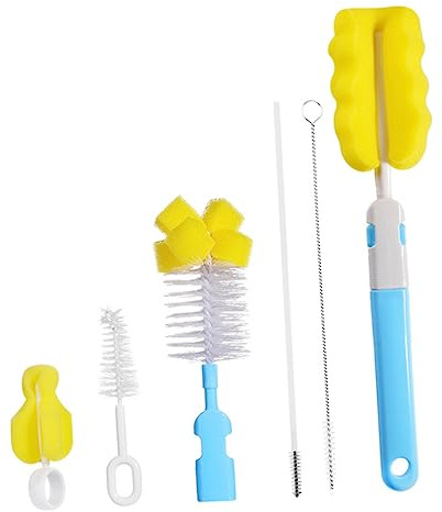 BESTonZON 6piezas Herramientas para Limpiar Botellas Juego De Cepillos De Limpieza Estropajo De Esponja para Biberones Cepillo para Chupetes Limpiador De Biberones y Tetinas Cocina