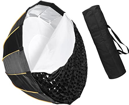 kosingna Quick Set-up Folding Deep Parabolic Umbrella Softbox with Gd Carry Bag Diameter 120cm /47.2inch for 120D 120D II Bowens Mount Flash Light for Portrait Wedding Product Photography