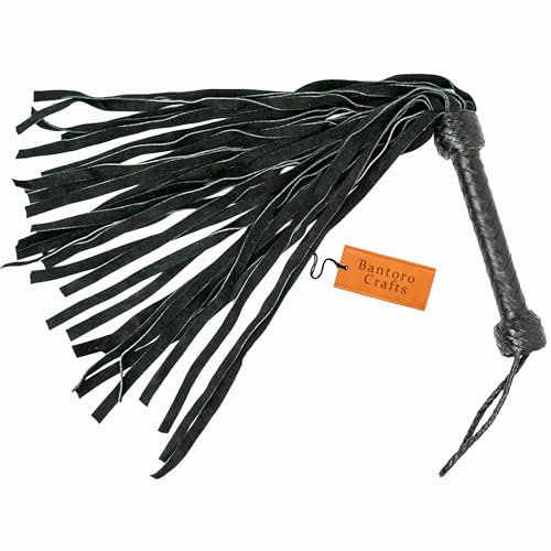 Schwarze Peitsche, Premium-Leder, Thuddy Flogger, 30 Falls, für BDSM, Bondage und erotische Schlagspiele