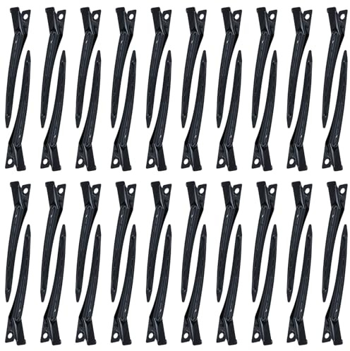 Dizila 40 fermagli per capelli a becco d'anatra in metallo con fori, bigodini per capelli, accessori per donne e ragazze (nero)