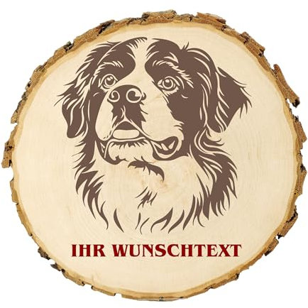 KIWISTAR UG - 14-16 cm Baumscheibe - Holländischer Smoushond - Hund - personalisiertes Geschenk individuell selbst gestalten - Name - Holzscheibe mit Wunschtext - Naturholz - Geschenk - Türschild
