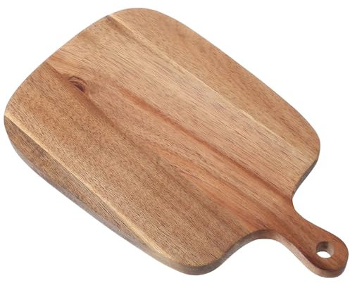 JWMSXYQR Tabla De Quesos Tabla for Cortar Pan, Madera de Acacia de Mango Largo, Bandeja de Cubiertos de Madera sólida for el hogar, volteador para Alimentos Cocinados