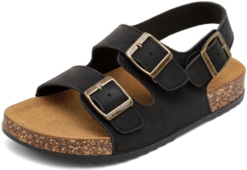 Sandaler, dam, kork, fotbädd, pantoletter, bekvämt justerbart spänne, halkskydd, sommar, tofflor, unisex, läder, minneshalkfri gummisula, skum, träskor, tofflor, lediga sandaletter, arbetsskor, svart,