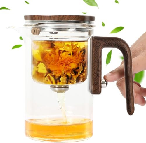 Enchanti Tea Pot, Magic Glass Teapot, Dispenser Glass Teapot with Water Filler and Straine, Magnetic Glass Teapot for Blooming Tea & Loose Leaf Tea (600ml)