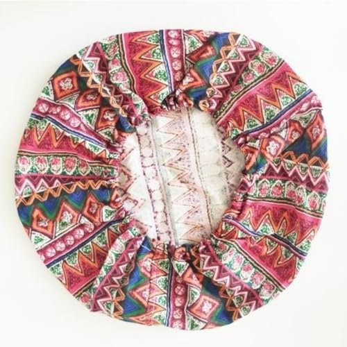 Haklein Funda extraíble para cojín de asiento de suelo, redonda de algodón y lino, funda para meditación, protector de taburete de paja tejida (rojo bohemio, diámetro 60 cm, altura 20 cm)