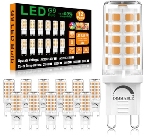 BAOMING G9 LED-Leuchtmittel, Warmweiß, 3 W, 420 lm, entspricht 40 W Halogen, 2700 K, kein Flimmern, energiesparend, G9, LED-Glühbirnen, dimmbar für Dekoration, Kronleuchter, Zuhause, Bürobeleuchtung