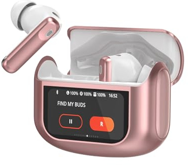 Thunelec Wireless Earbuds, 48H Smart Touch Screen Ear Buds Bluetooth 5.4 Headphones, ANC/ENC Noise Cancelling Mic Bluetooth Earbuds, 5 EQ Modes, HiFi Stereo, IPX7 Waterproof Wireless Earphones Rose