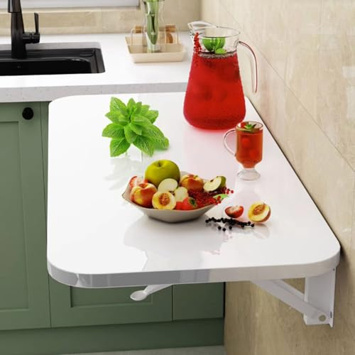 Wandklapptisch - Platzsparender Wandschreibtisch & Regal für Wohnzimmer & Küche - Vielseitiges weißes Design (100 x 30 cm) - Perfekt für kleine Räume