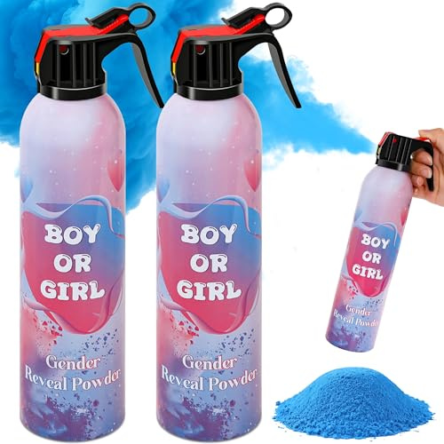 2 Pack Gender Reveal Fire Extinguisher, Blue Gender Reveal Smoke Bombs for Baby Boy, Cornstarch Powder Spray Can for Birthday, Wedding, Party Ideas Decorations