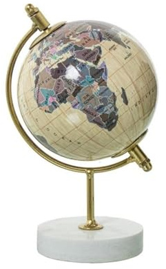 Globo terraqueo de metal en color dorado 14.5x8.5x9 cm
