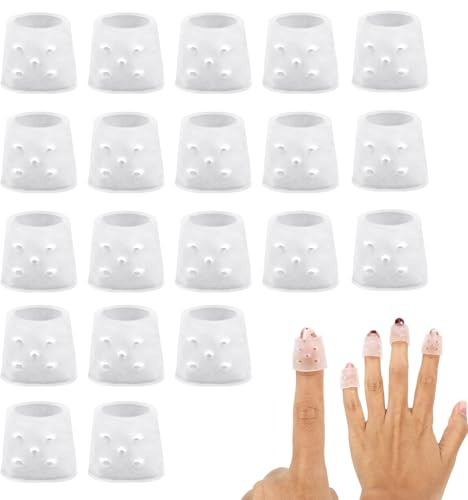 20pcs Anti Skin Picking Finger Covers, Reusable Finger Tip Cots Sleeve Protectors Caps with Breathable Holes Nail Skin Picking Prevention Fingertip Gloves Guard for Cracked Hands & Hangnails (Clear)
