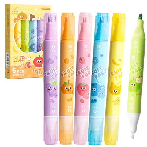 Hyleara 6 Farben Radierbare Textmarker Set, Magic Highlighter Pen, 1-5mm Doppelspitze Textmarker Pastell, Radierbare Markierstifte, Leuchtstifte für Schule, Büro, Bullet Journal, Geschenke