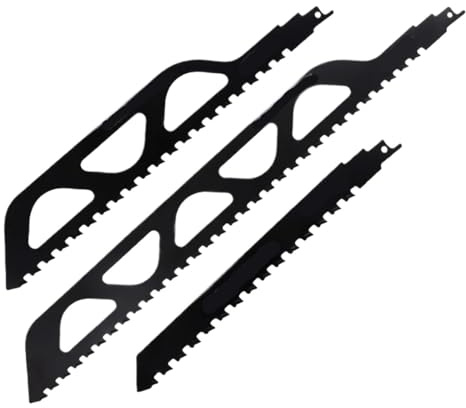 3-teilige Hartmetall-Säbelsägeblätter for Ziegel und Stein | Schneidet Gasblöcke, Mauerwerk und Beton. Passend for Standard-Säbelsägen. 3er-Set for Arbeitskontinuität.