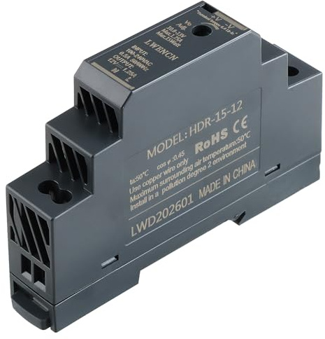 Alimentation Rail Din 15W 12V DC 1,25A Entrée HDR-15-12 Transformateur