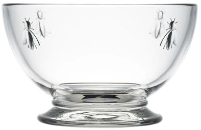 La Rochère Abeille Schalen mit Bienen-Muster 6er Set, Ø 13.8 cm, Beilagenschalen aus Glas, Spülmaschinengeeignet