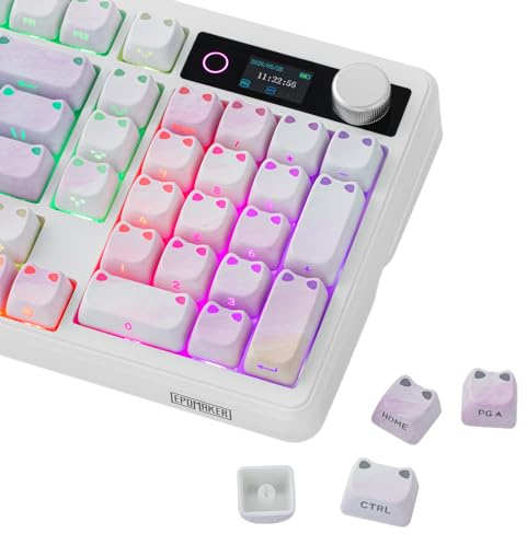 EPOMAKER Shimmeow Keycaps Set - 113 Keys Cute Cat Keycaps, Shine Through, MAO Profile MX-Style Compatible for 60%/65%/75%/TKL/96%/Full-Sized ANSI Layout Mechanical Gaming Keyboards (Pink Purple)