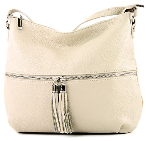 modamoda de T159 Damen Leder Schultertasche Umhängetasche, handmade in Italy