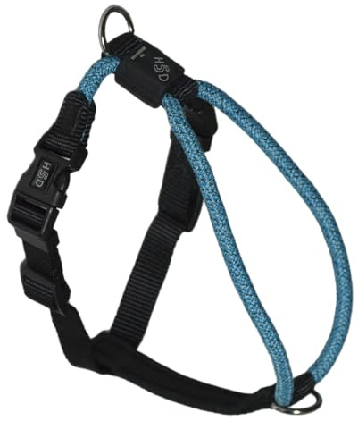 High5Dogs, ergonomisches Geschirr für Outdoor-Aktivitäten, verstellbar von 71 bis 95 cm, strapazierfähiges Nylon, verstärkte Sicherheit, modernes Design, Blaue Farbe, Größe L, Freizeit-Seilmodell