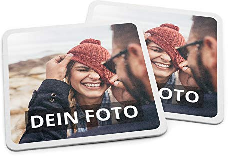 Bierdeckel mit Foto personalisiert - Personalisierbare Bierdeckel Bedrucken (Eckig) (Pappe, 50er Set)