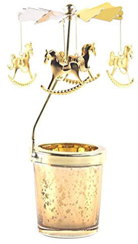 Lurrose Karussell Teelicht Rotierende Kerzenhalter Teelichthalter Kerzenständer Teelichter Halter Teelichter Schalen Weihnachtsdeko Weihnachten Hochzeit Party Tischdeko Gold