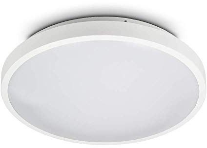 Kwazar Luminaire Deckenleuchte Wohnzimmer Flur 2 x E27 Fassung Modern Deckenlampe rund Aluminium Lampe Ø 33cm Deckenstrahler weiß Romi