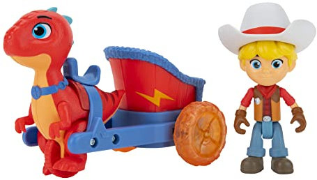 Dino Ranch DNR0010 - Carrozzina Jon e Blitz', veicolo con figura, giocattolo dai 3 anni in su, multicolore