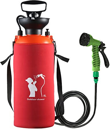 CLICIC Pressure Sprayer with 7 Spray Modes, Camping Shower with Removable Hose and Shower Head for Camping Outdoor Traveling Hiking and Pet Bath