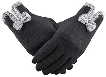 Alikiai Women Winter Gloves Warm Touchscreen Gloves Windproof Gloves for Women Girls Ladies Winter Using Gifts-Black Gloves