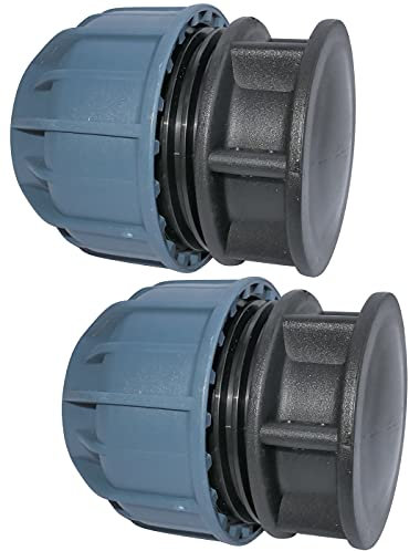 Aerzetix - C51941 - Set di 2 - Tappo a Compressione con Dado ergonomico - Riduttore di fine Linea - per Tubo Ø32mm - in Polipropilene - PN10 - Sistema Trattamento Acqua