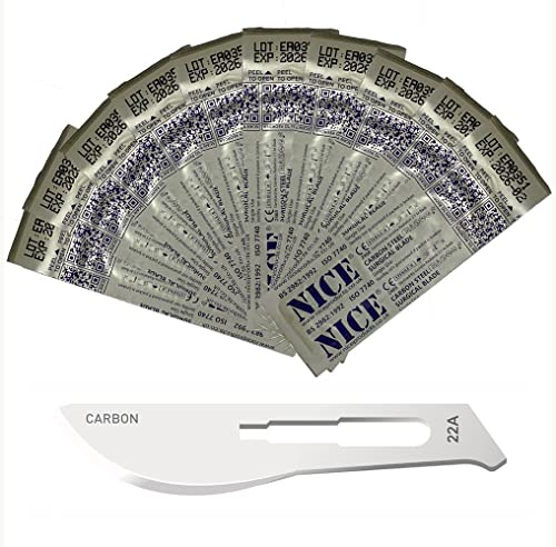 10 x NICE No.22A Sterile Carbon Steel CS22A Surgical Blades