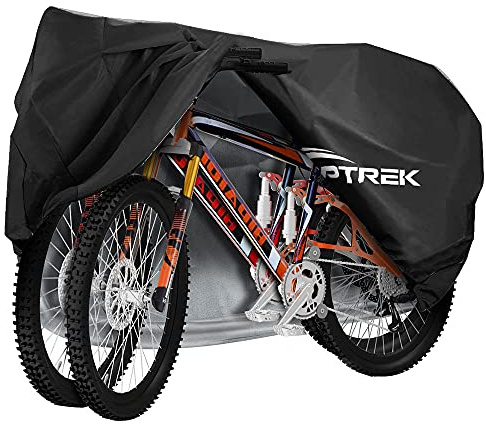 toptrek Bike Cover, Large Bike Cover for 2 Bikes Waterproof, 210x95x110cm | 210T Bike Covers for Outside Storage, Outdoor Bicycle Cover, Anti UV Rain Bike Covers with Storage Bag for Mountain/E-bike