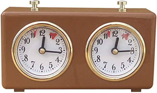 Schachuhr Timer, Schachuhr Analog Mechanischer, Schachuhr Holz Professioneller Wettkampf Timer Uhrwerk (Khaki)