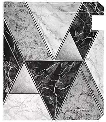 Silver White Lines Marble Granite Agate Black Grey Paint Triangle Tile Polyester with Magnetic Strips Mailbox Cover, Oversized Fade Resistant Letter Post Wraps, Seasonal Outdoor Decor 25.5x20.8