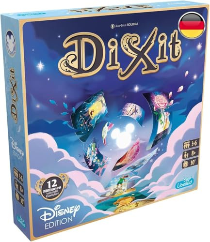Asmodee, Dixit: Disney Edition, Eigenständiges Familienspiel, Deutsch | Kreatives Assoziationsspiel mit magischen Disney-Bildkarten für 3-6 Spieler, 30 Minuten, Gesellschaftsspiel ab 8 Jahren