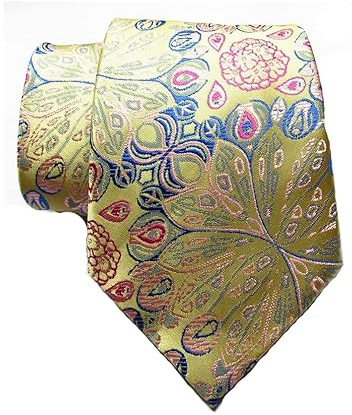 TANGQING New Classic Floral Beige Yellow Blue Red Pink JACQUARD WOVEN Silk Men's Tie Necktie