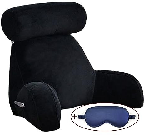 XIBANY Lesekissen mit Armlehnen,Lendenkissen,Bücherkissen Für Bett,Rückenkissen mit Abnehmbarer Nackenrolle,Zur Bett,Gaming,Lesen,Relaxen Oder Fernsehen,75×40×40 cm/29,53×15,75×15,75 Zoll