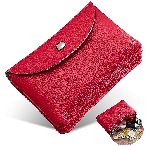 Sugeru Neue Doppelschicht Portemonnaie für Damen | Elegante Mini Geldtasche mit Mehreren Fächern (Rot)