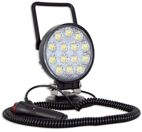 Willpower 1 Stück LED Arbeitsscheinwerfer mit Magnetfuß, 4.5 Zoll 42W tragbarer Runder LED Scheinwerfer für Auto Bagger Anhänger Traktoren LKW SUV offroad