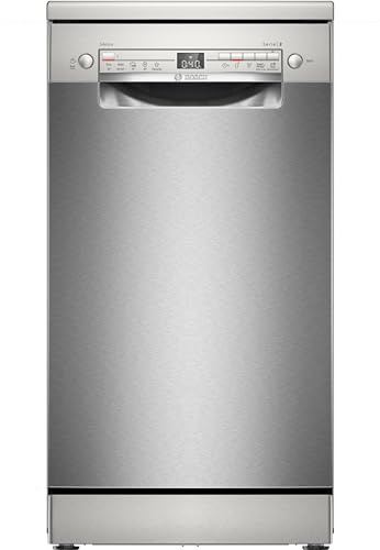 Bosch SPS2HMI42E, Serie 2, oberoende smart diskmaskin, 45 cm bred, Silver Inox, bestickslåda, extra torkning med en knapptryckning, höjdjusterbar toppkorg,