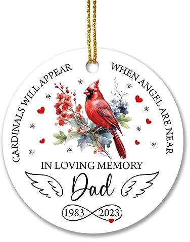 Christbaumschmuck Keramik Weihnachtsanhänger Anhänger Weihnachtsbaumschmuck Hängende Ornamente Weihnachtsdeko Papa-Beileid Personalisiert 2023, Kardinal Wird Erscheinen, Wenn Engel In Der Nähe