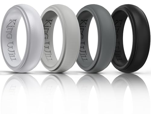 King Will Silicone Rings for Men - Comfortable and Breathable Mens Wedding Bands in Silver Gray Black - 8mm Wide Rubber Wedding Bands for Men - Perfect for Active Lifestyles 13