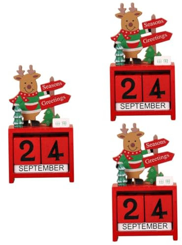 IMIKEYA 3 Stücke Weihnachten Kalender Countdown-kalender Holz Desktop Dekoration Weihnachten Schmuck Für Hause