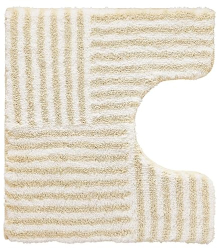 Kleine Wolke WC-Vorleger Chelsea Sandbeige 55 x 50 cm mit Ausschnitt | Rutschhemmende Unterseite, für Fußbodenheizung, maschinenwaschbar, 100% Polyester