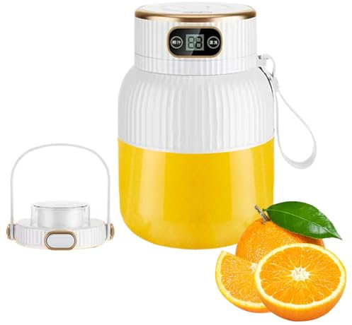 Mélangeur de jus portable, rechargeable par USB, 600 ml, presse-agrumes à affichage numérique, robot de cuisine pour shakes, mélangeur à smoothie portable, mélangeur rechargeable pour smoothies