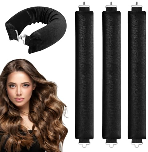 Heatless Curls Band, 4 pezzi Heatless Curler, Curls Without Heat, DIY Overnight Curls, Curls Overnight with Hooks,Curls Without Heat, Heat-Free Curling Iron for All Hair Types(nero)