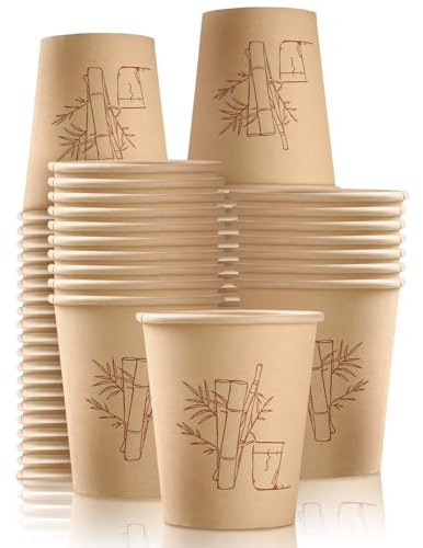 XIAQICA 100 Pièces Gobelets Biodégradables en Papier 240ml Gobelets à Café en Papier Kraft Résistants Étanches Réutilisable Marron Gobelet en Carton Convient Aux Boissons Chaudes et Froides