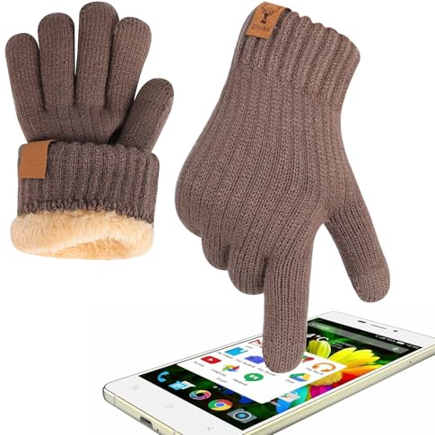 Warme Winterhandschuhe für Herren und Damen, Thermo-Touchscreen-Handschuhe mit Fleecefutter, weicher, warmer Strickhandschuh zum Skifahren, Radfahren, Wandern