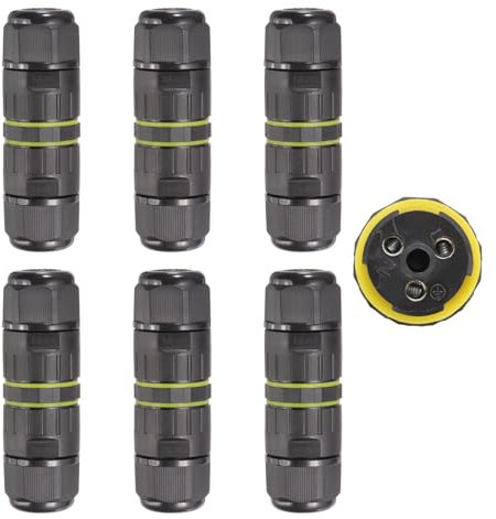 DMiotech 6 Pcs Waterproof Junction Box Electrical Cable Connector M20 3 Pin Outdoor Wire Connectors Wire Range(5-9mm) for Tunnel Lights, Underwater Lights, Garden Lights